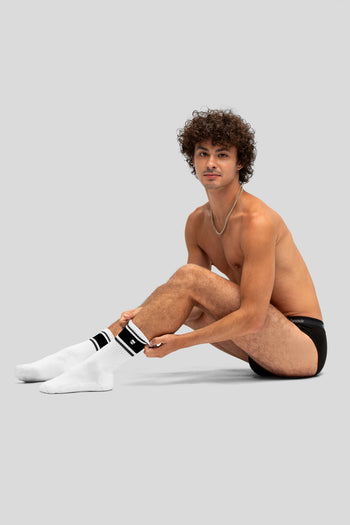 Black Stripe Crew Socks